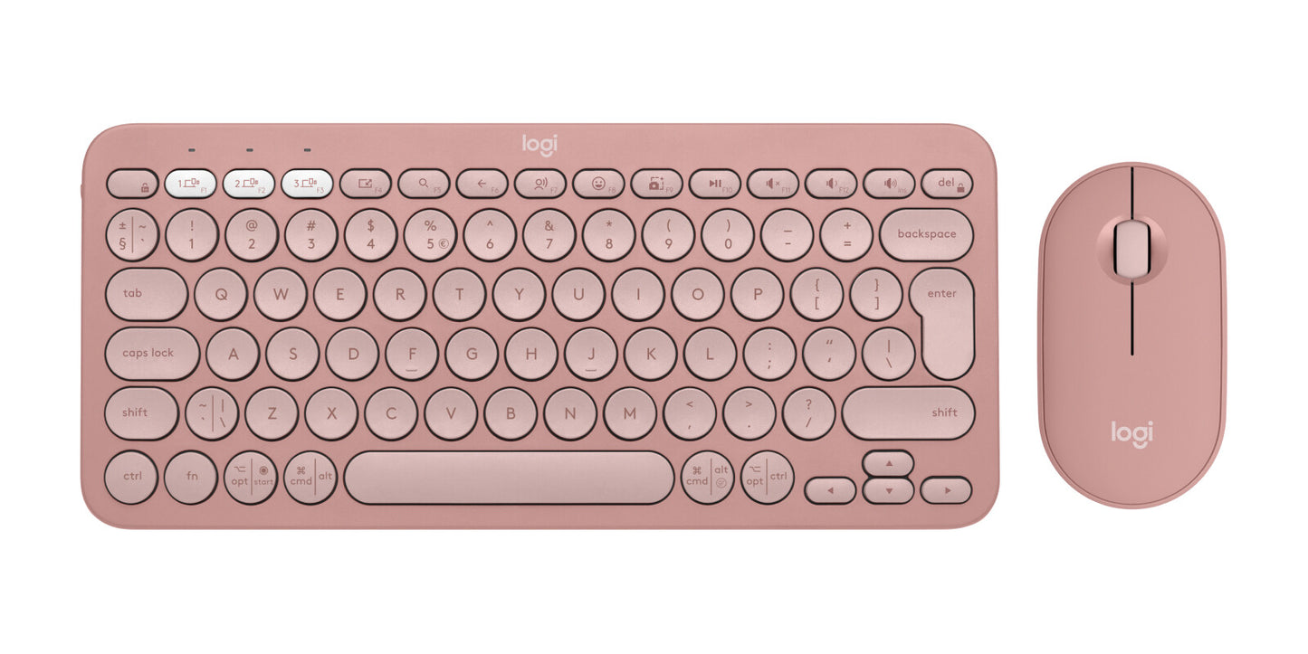Logitech 920-012241 keyboard Mouse included Universal RF Wireless + Bluetooth QWERTY US International Pink