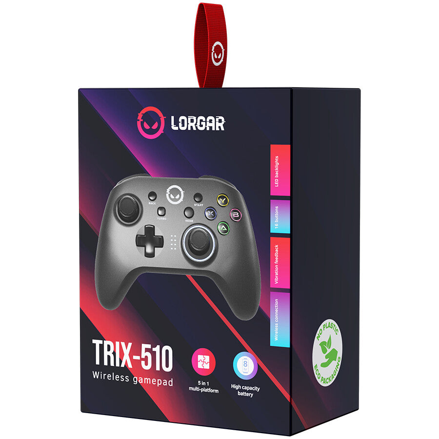 Lorgar LRG-GP510 Gaming Controller Black USB Gamepad Nintendo Switch, PC, Playstation 3