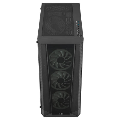 Aerocool PRISMBKV3 PC Case ATX Black 4 Fans ARGB Front Side Side Tempered Glass