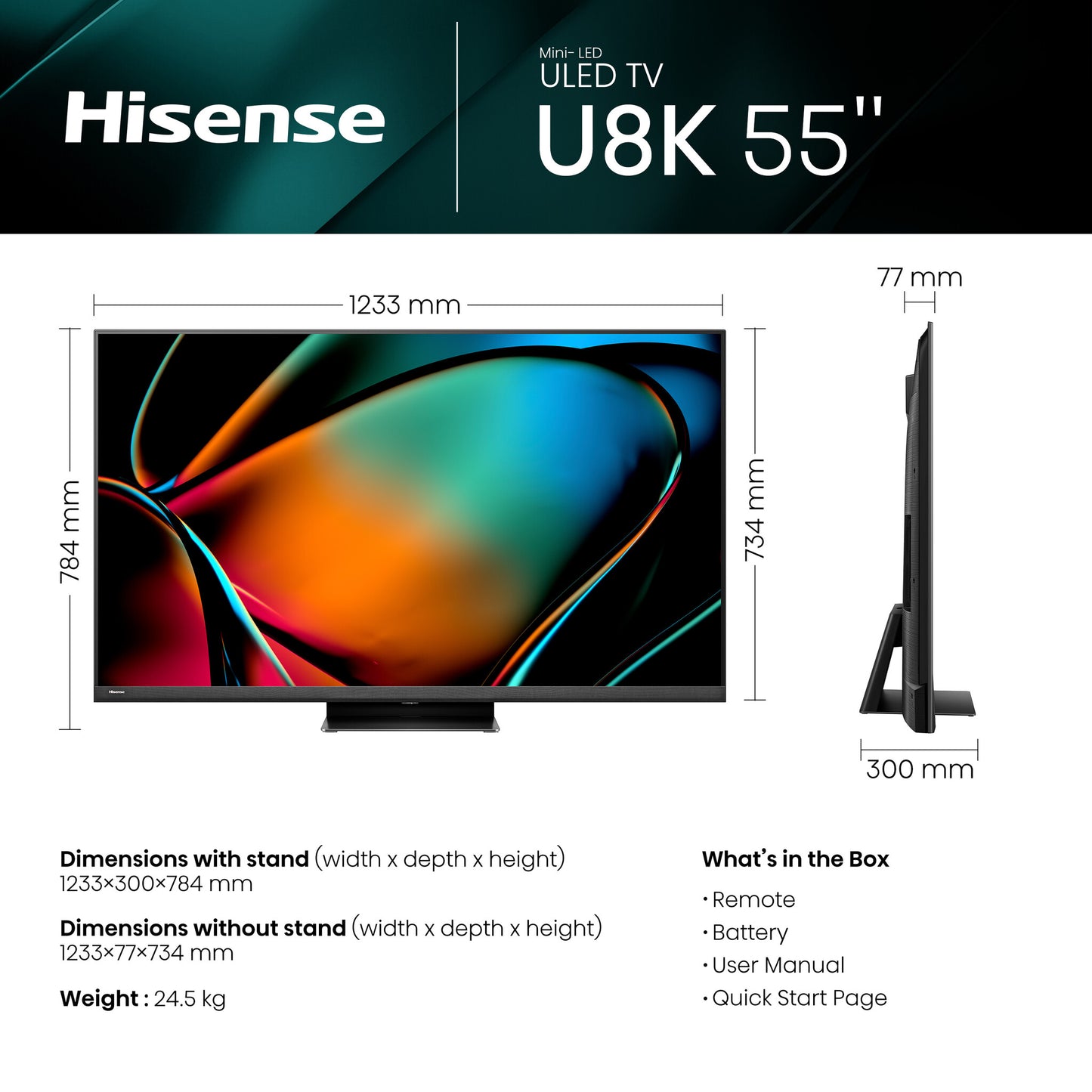 Hisense 65U8KQTUK TV 165.1 cm (65") 4K Ultra HD Smart TV Wi-Fi Grey 1500 cd/m²