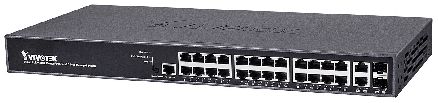 VIVOTEK AW-GEV-267A-370 network switch Managed L2+ Gigabit Ethernet (10/100/1000) Power over Ethernet (PoE) Black