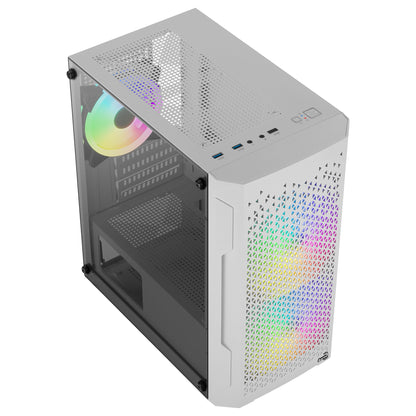Aerocool TRINITYMINIWHV3 Micro ATX Gaming Case Tempered Glass 3xFans RGB White