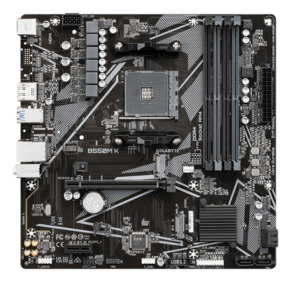 GIGABYTE B550M K Motherboard - AMD Ryzen 5000 CPUs, up to 4733MHz DDR4, 1xPCIe 4.0 + 1xPCIe 3.0 M.2, 1GbE LAN, USB 3.2 Gen 1