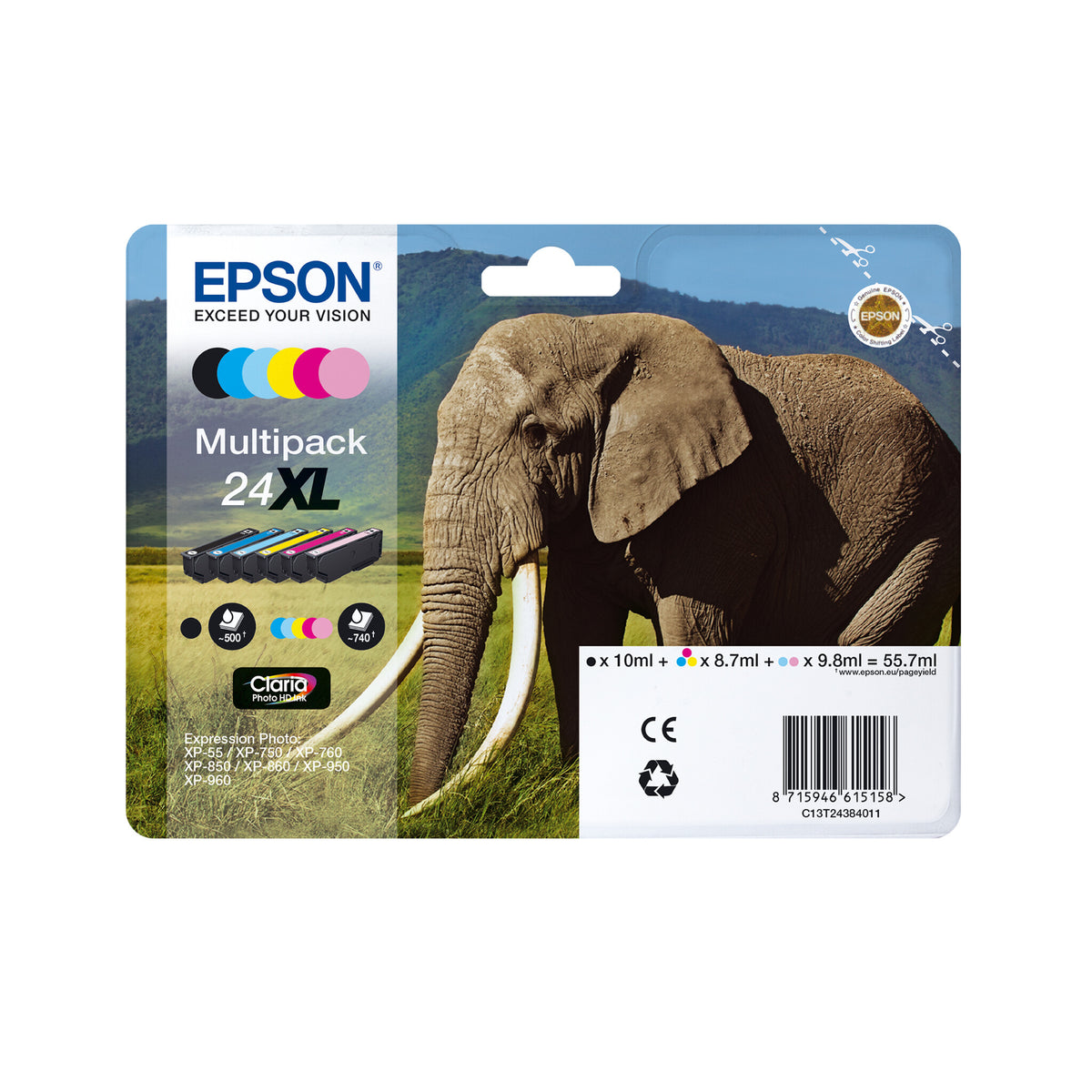 Epson Elephant 24 Claria Photo HD Single Light Magenta Ink