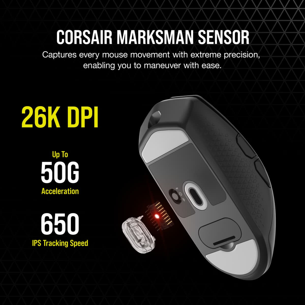 Corsair KATAR ELITE Wireless mouse Gaming Right-hand RF Wireless + Bluetooth + USB Type-A Optical 26000 DPI