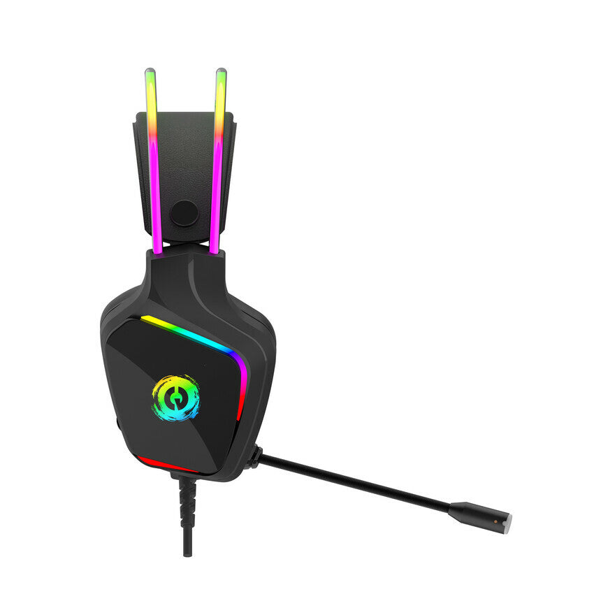 Canyon Darkless GH-9A, RGB aidimams ausin?s with Mikrofonas, Mikrofonas frequency response: 20HZ~20KHZ, ABS+ PU leather, USB*1*3.5MM jack kitukas, 2.0M PVC kabelis, weight:280g, juodas