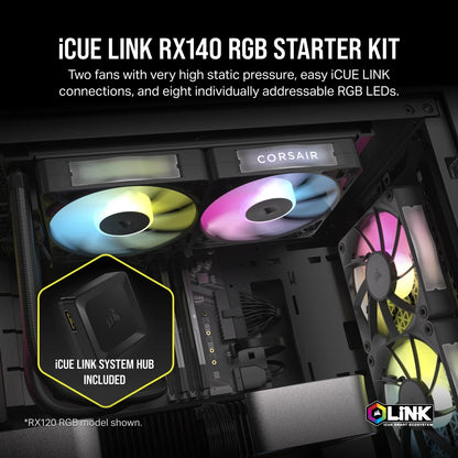 Corsair iCUE LINK RX140 RGB Computer case Fan 14 cm Black 2 pc(s)