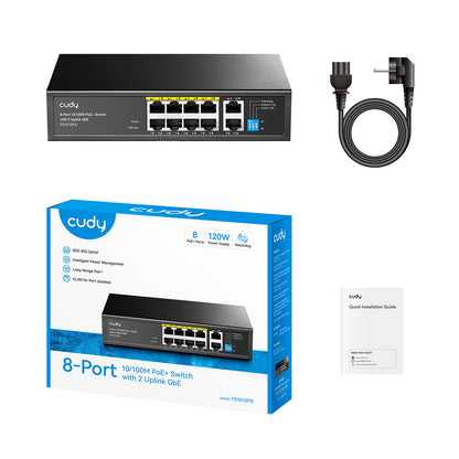 Cudy FS1010PG network switch Fast Ethernet (10/100) Power over Ethernet (PoE) Black