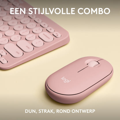 Logitech 920-012241 keyboard Mouse included Universal RF Wireless + Bluetooth QWERTY US International Pink