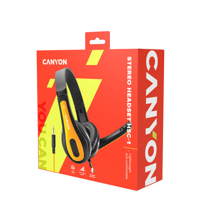 Canyon CNS-CHSC1BY headphones/headset Wired Head-band Gaming Black, Yellow