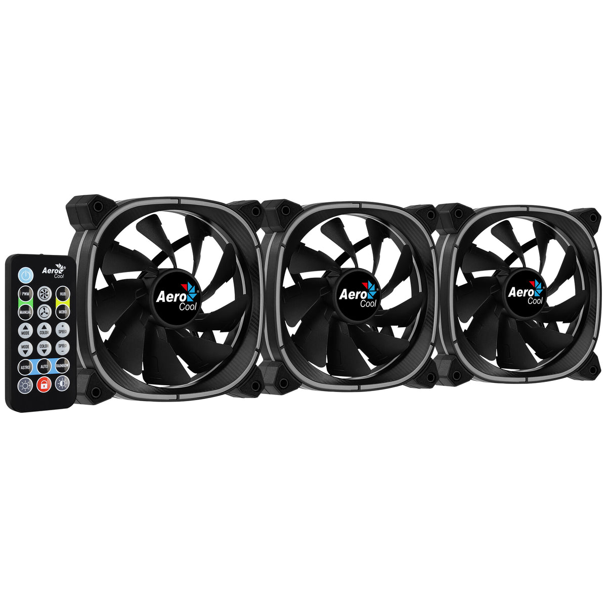 Aerocool ASTRO12PRO Kit 3 Fans PC 12cm LED RGB Antivibration Remote Control