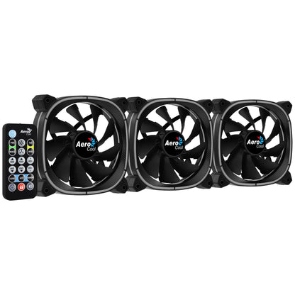 Aerocool ASTRO12PRO Kit 3 Fans PC 12cm LED RGB Antivibration Remote Control
