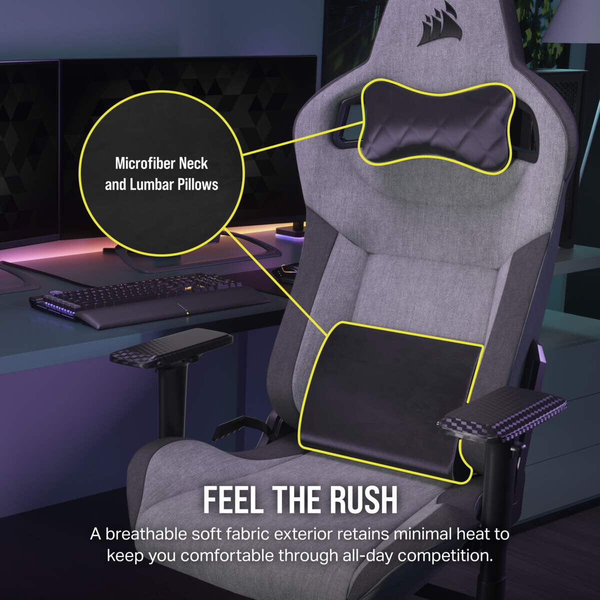 Corsair T3 RUSH (2023) Universal gaming chair Padded seat Anthracite, Grey