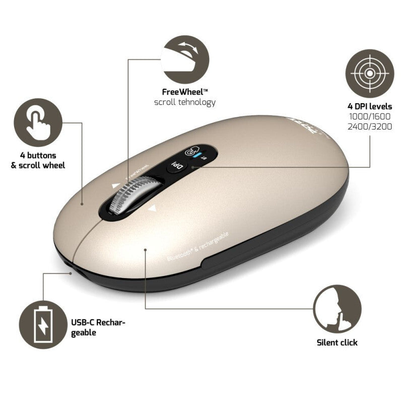 Port Designs 910504 mouse Universal Ambidextrous Bluetooth Optical 3200 DPI