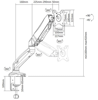 Equip 13"-27" Interactive Monitor Desk Mount Bracket