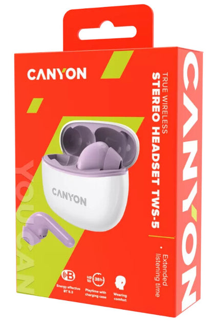 Canyon TWS-5 Headset Wireless In-ear Calls/Music/Sport/Everyday USB Type-C Bluetooth Violet