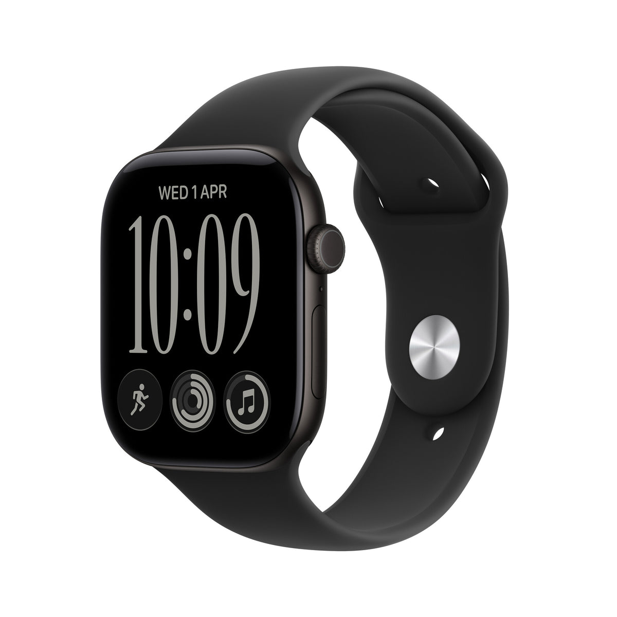 Apple Watch Series 12 GPS + Cellular 42mm Black Aluminium Case with Black Sport Band - M/L