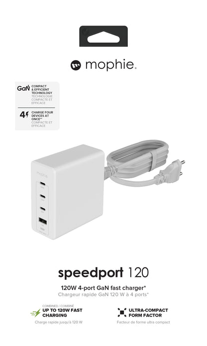 mophie Accessories-Wall Adapter-USB-C-PD-HUB-120W-GAN-White-EU(3xUSBC + 1xUSBA)