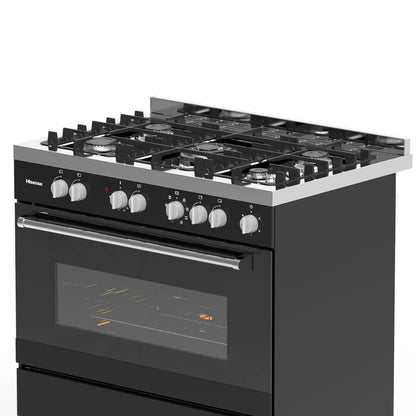 Hisense HFS90GA5EBL cooker Freestanding cooker Electric Gas Black, Silver