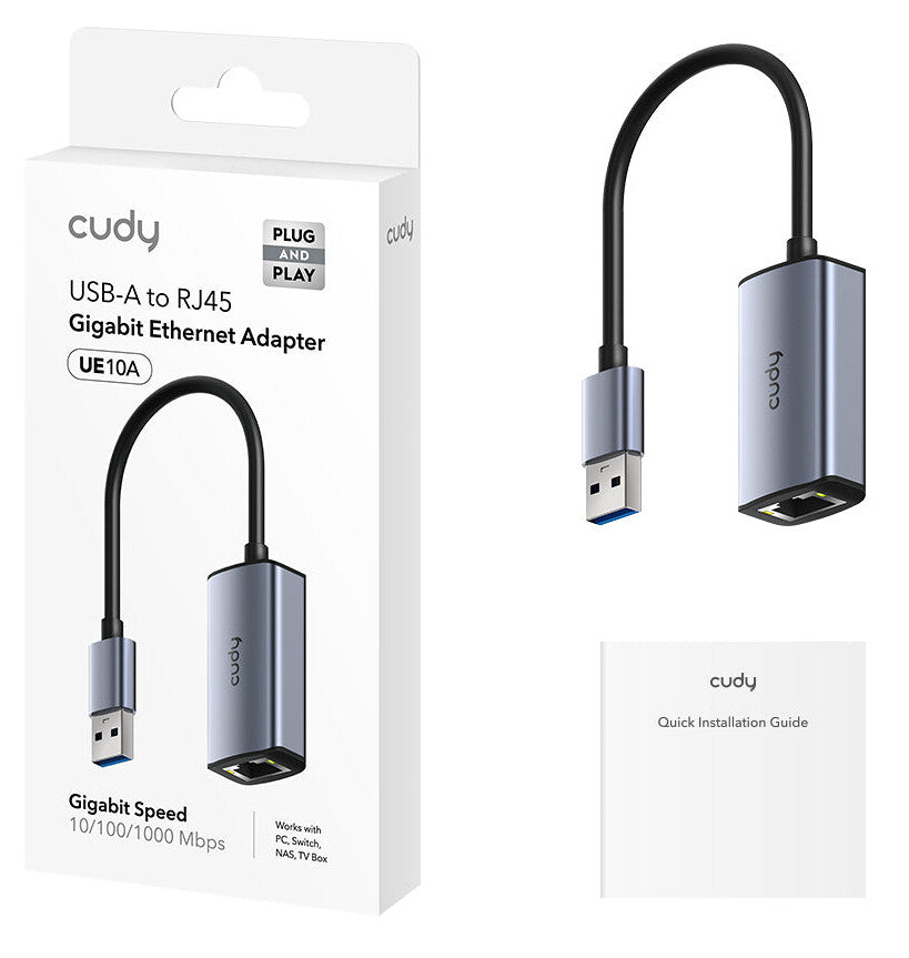 Cudy USB-A to Ethernet Adapter UE10A - Router - 1 Gbps interface cards/adapter RJ-45