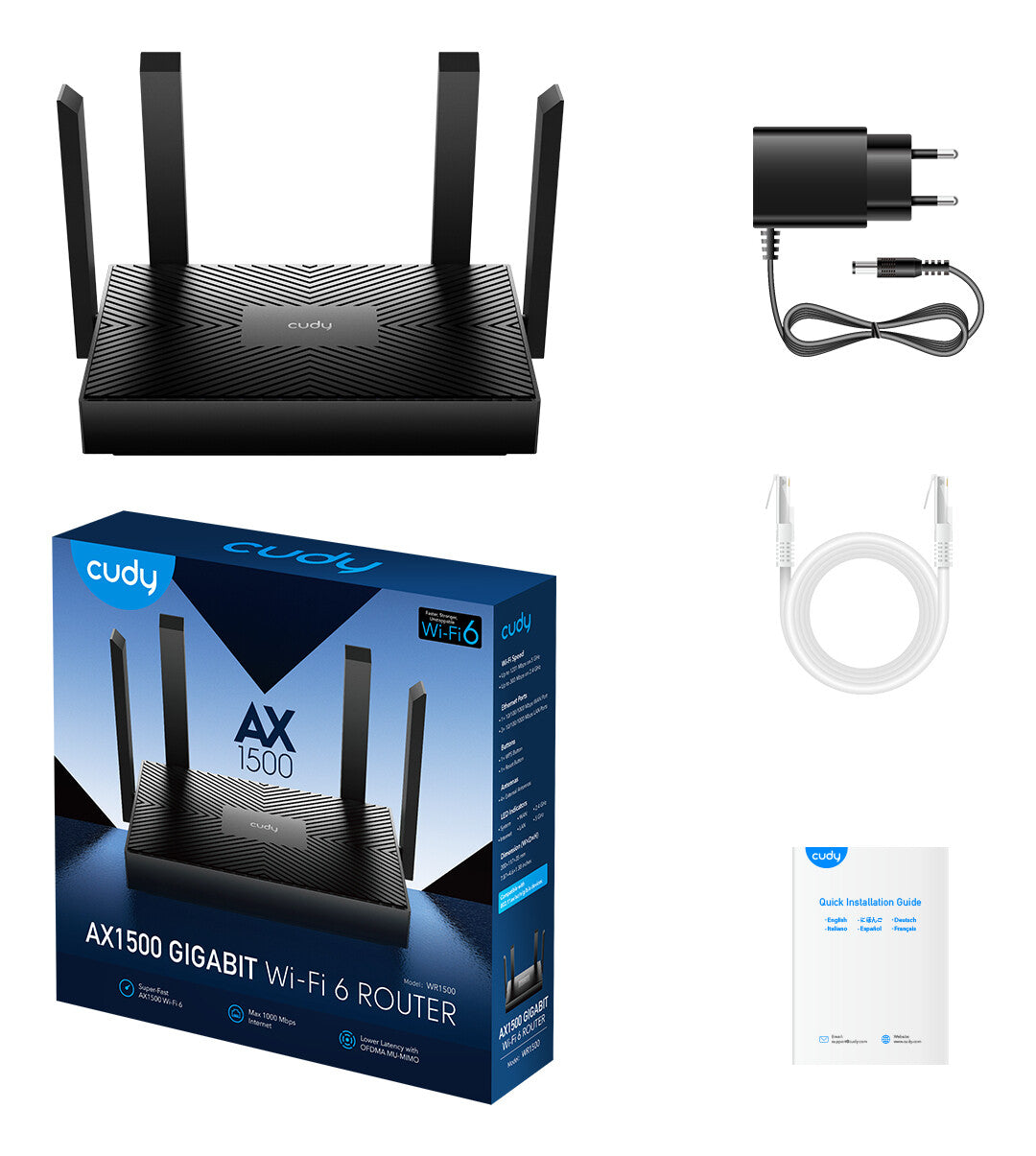 Cudy WR1500 wireless router Gigabit Ethernet Dual-band (2.4 GHz / 5 GHz) Black