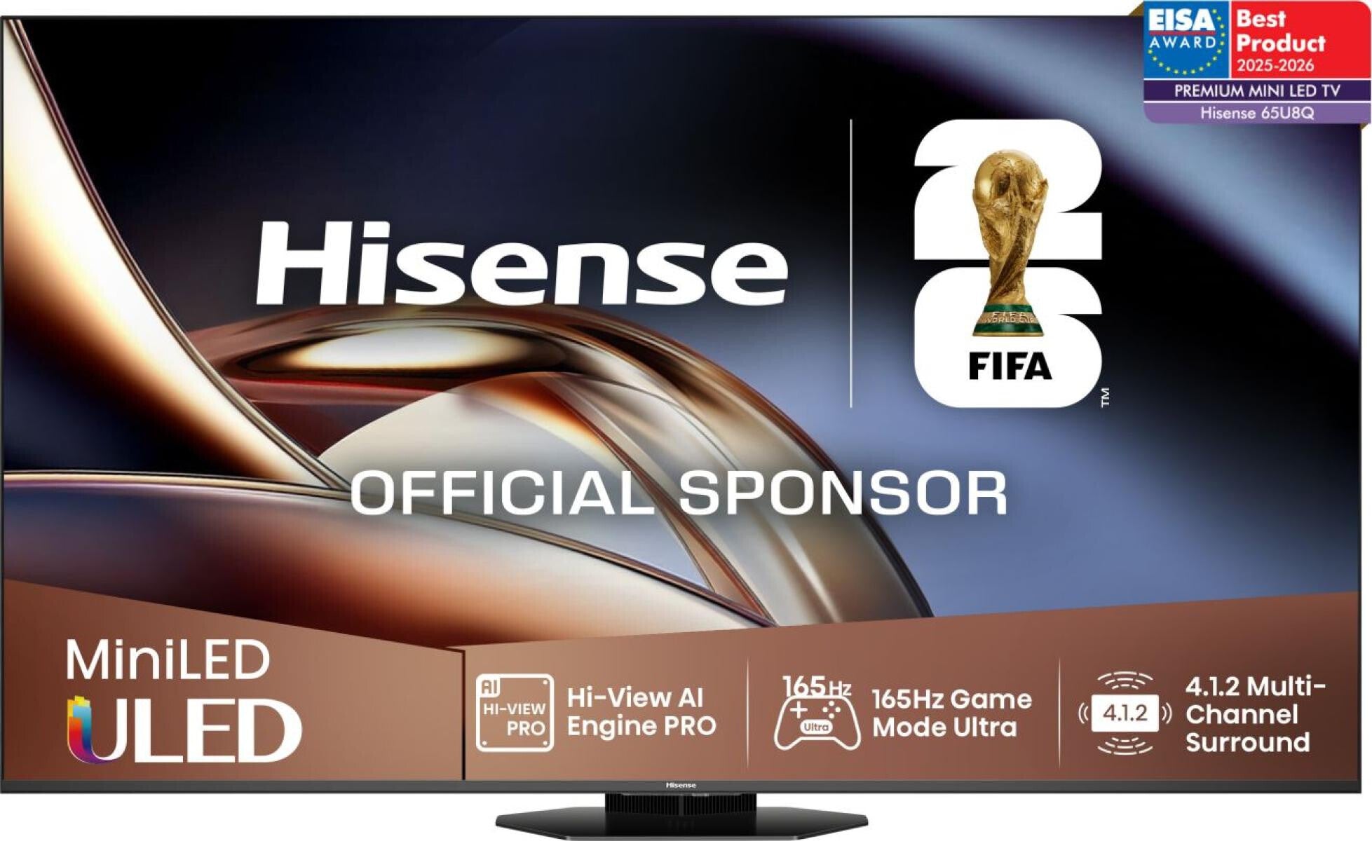 Hisense 65U8Q 165.1 cm (65") 4K Ultra HD Smart TV Wi-Fi Black, Grey