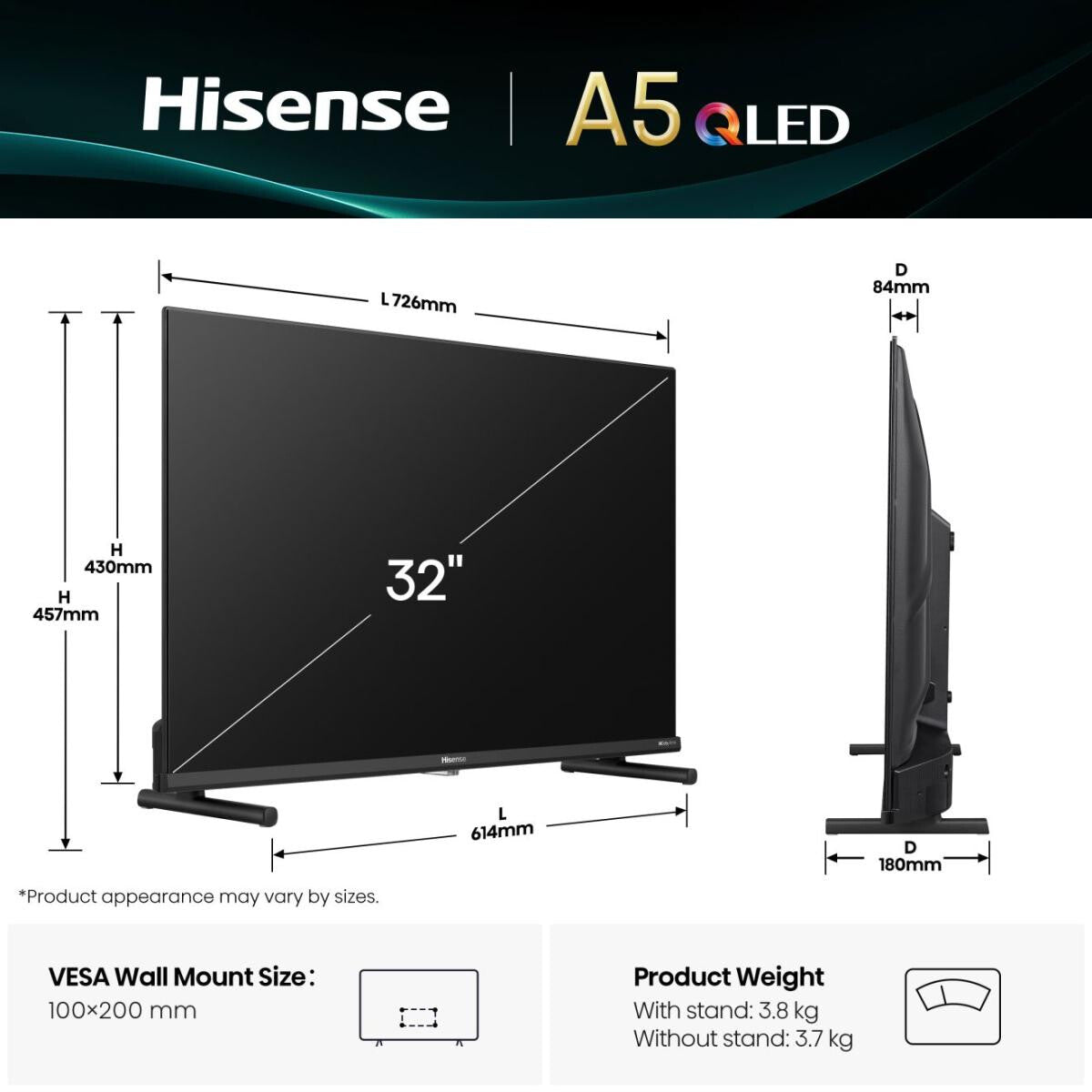 Hisense 32A5Q 81.3 cm (32") Full HD Smart TV Wi-Fi Black