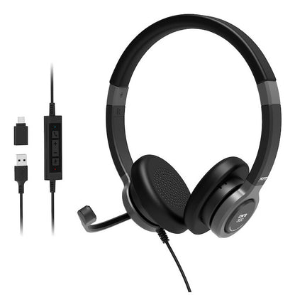 Port Designs 912001 headphones/headset Wired Head-band Office/Call center USB Type-C / USB Type-A Black