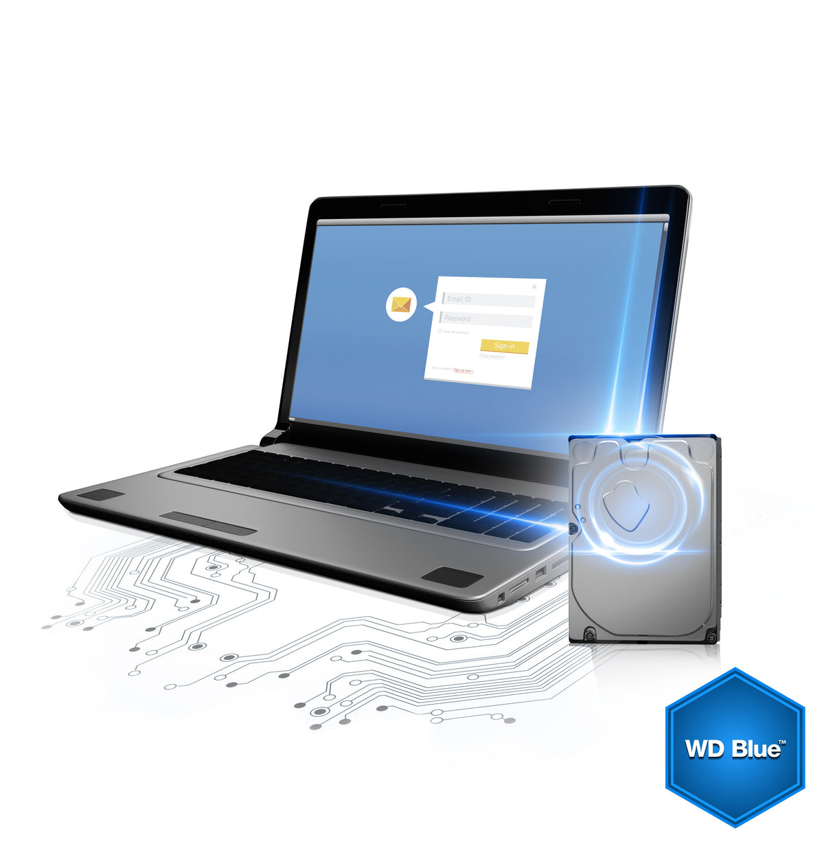 Western Digital Blue internal hard drive 2 TB 5400 RPM 64 MB 3.5" Serial ATA III