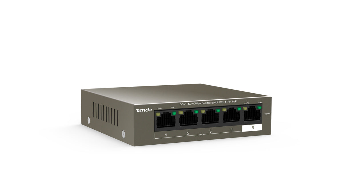 Tenda TEF1105P-4-63W Unmanaged Fast Ethernet (10/100) Power over Ethernet (PoE) Black