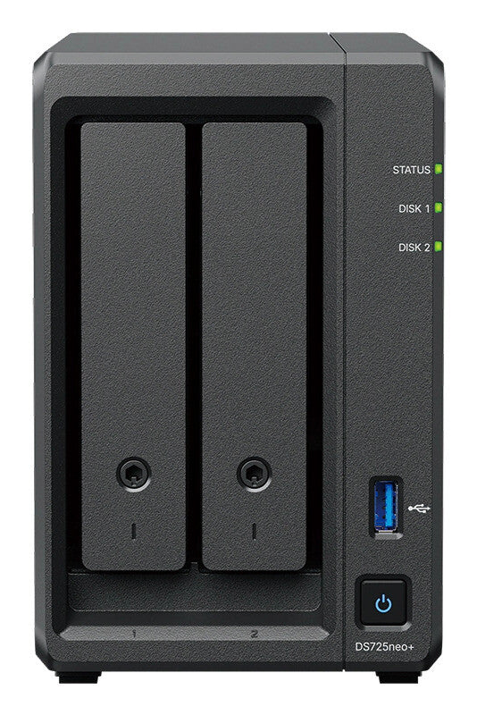 Synology DiskStation DS725NEO+ NAS/storage server Compact Ryzen Embedded R1600 4 GB DDR4 0 TB DSM Black