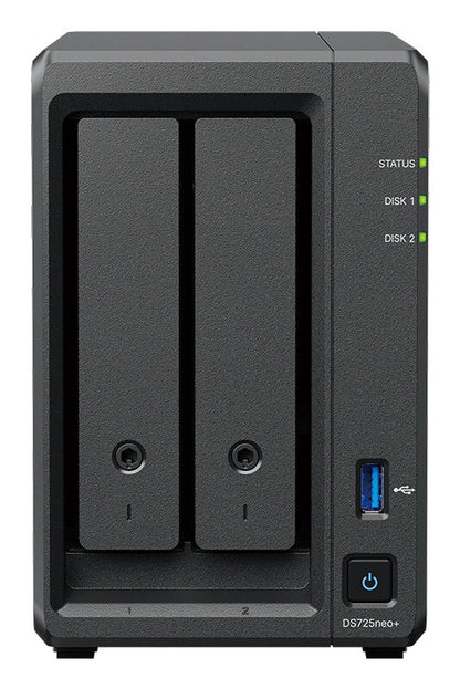 Synology DiskStation DS725NEO+ NAS/storage server Compact Ryzen Embedded R1600 4 GB DDR4 0 TB DSM Black