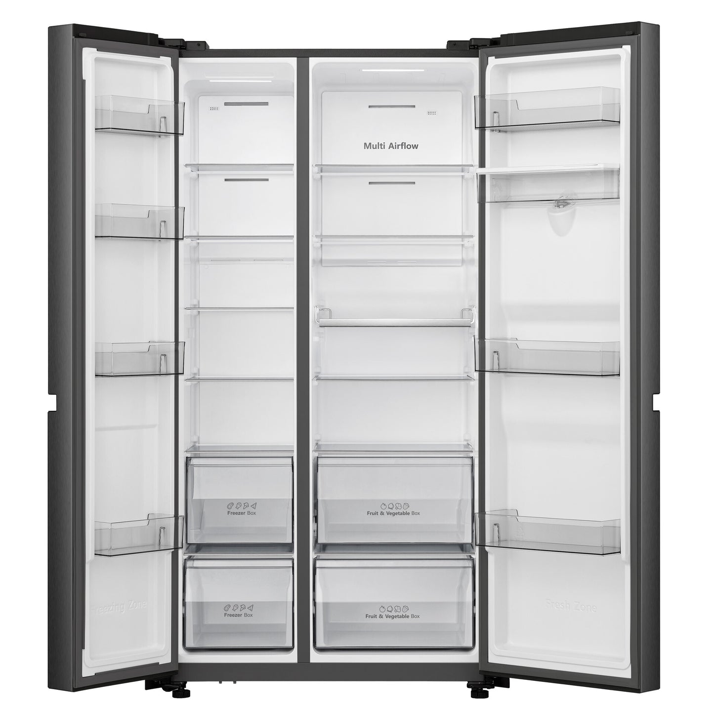 Hisense H800SB-WD side-by-side refrigerator Freestanding 631 L Black, Stainless steel