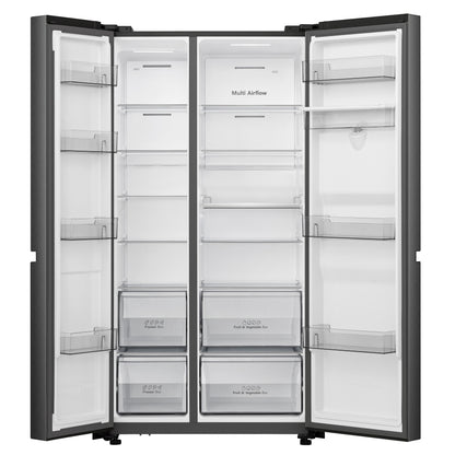 Hisense H800SB-WD side-by-side refrigerator Freestanding 631 L Black, Stainless steel