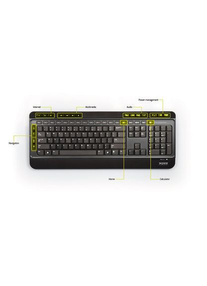 Port Designs 900901-US keyboard Mouse included Office RF Wireless QWERTY US English Black