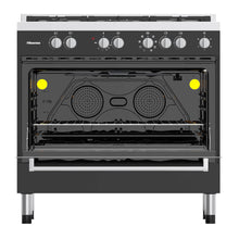 Hisense HFS90GA5EBL cooker Freestanding cooker Electric Gas Black, Silver