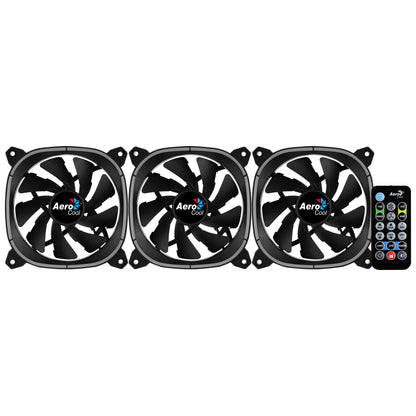 Aerocool ASTRO12PRO Kit 3 Fans PC 12cm LED RGB Antivibration Remote Control