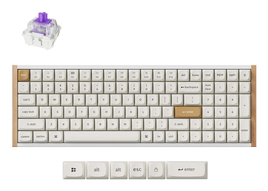 Keychron K4 HE keyboard Gaming USB + RF Wireless + Bluetooth QWERTY White, Wood