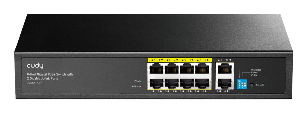 Cudy GS1010PE network switch Unmanaged Gigabit Ethernet (10/100/1000) Power over Ethernet (PoE) Black