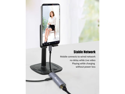 Equip USB-C to RJ45 Gigabit Network + PD Adapter