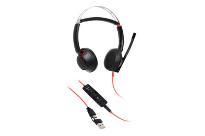 HP Poly Blackwire 5220 Stereo USB-C Headset +3.5mm Plug +USB-C/A Adapter