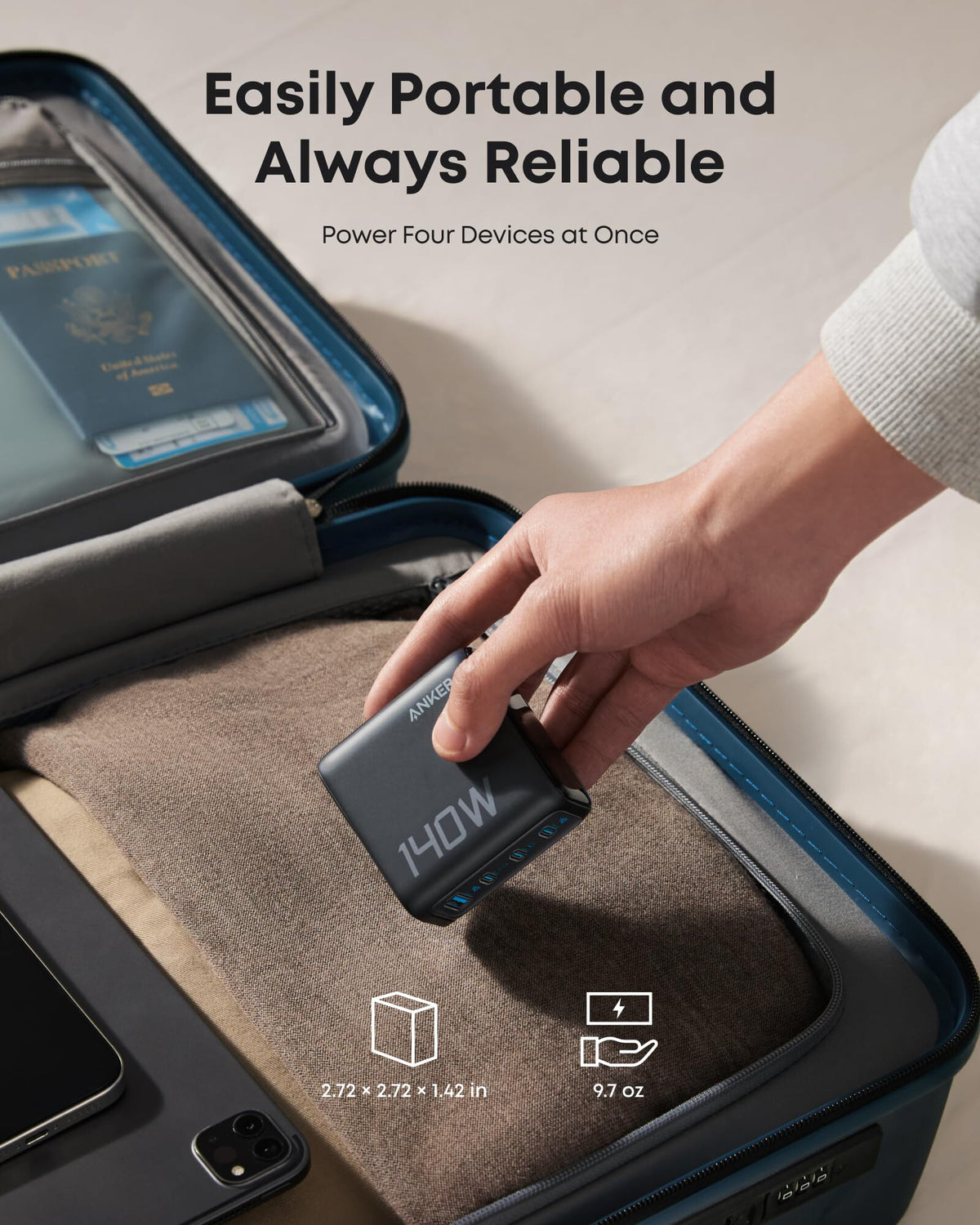 Anker B2697GZ1 mobile device charger Universal Grey AC Fast charging Indoor