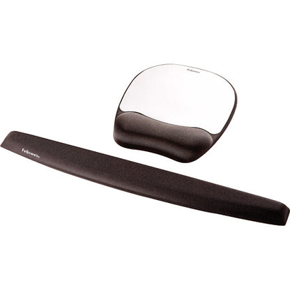 Fellowes Mouse Mat Wrist Support - Memory Foam Mouse Pad with Soft Foam Pillow - Ergonomic Mouse Mat for Computer, Laptop, Home Office Use - Compatible with Laser and Optical Mice - Silver