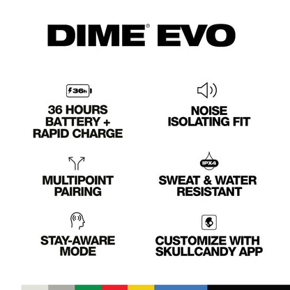 Skullcandy Dime Evo Headset Wireless In-ear Calls/Music Bluetooth White