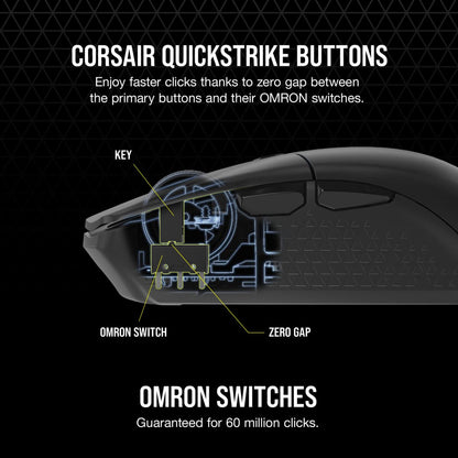 Corsair KATAR ELITE Wireless mouse Gaming Right-hand RF Wireless + Bluetooth + USB Type-A Optical 26000 DPI