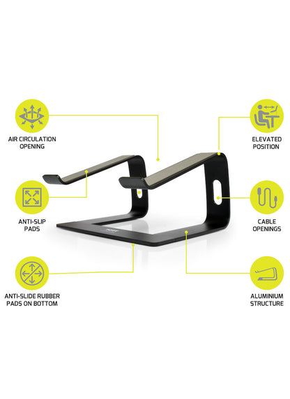 PORT Designs 901103 laptop stand Aluminium, Black 39.6 cm (15.6")