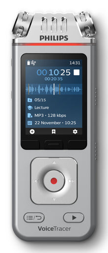 Philips DVT4115 Digital Voice Tracer Flash card Chrome, Silver