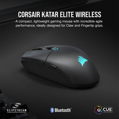 Corsair KATAR ELITE Wireless mouse Gaming Right-hand RF Wireless + Bluetooth + USB Type-A Optical 26000 DPI
