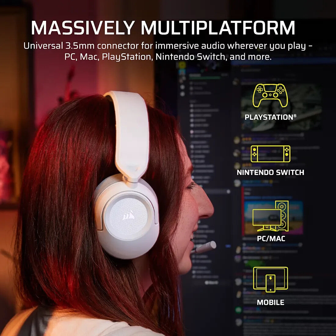 Corsair HS35 v3 Headset Wired Head-band Gaming White