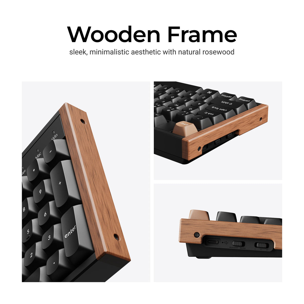 Keychron K10 HE keyboard Gaming USB + RF Wireless + Bluetooth QWERTY English Black, Wood
